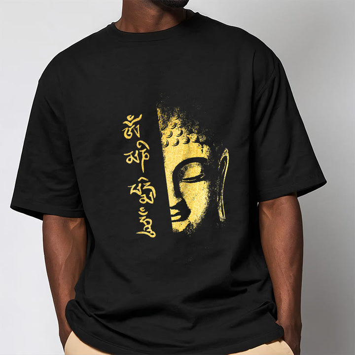 T-shirt en coton Buddha Stones Om Mani Padme Hum, bouddha doré - image 3