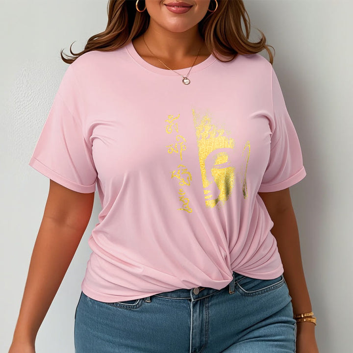 T-shirt en coton Buddha Stones Om Mani Padme Hum, bouddha doré - image 19
