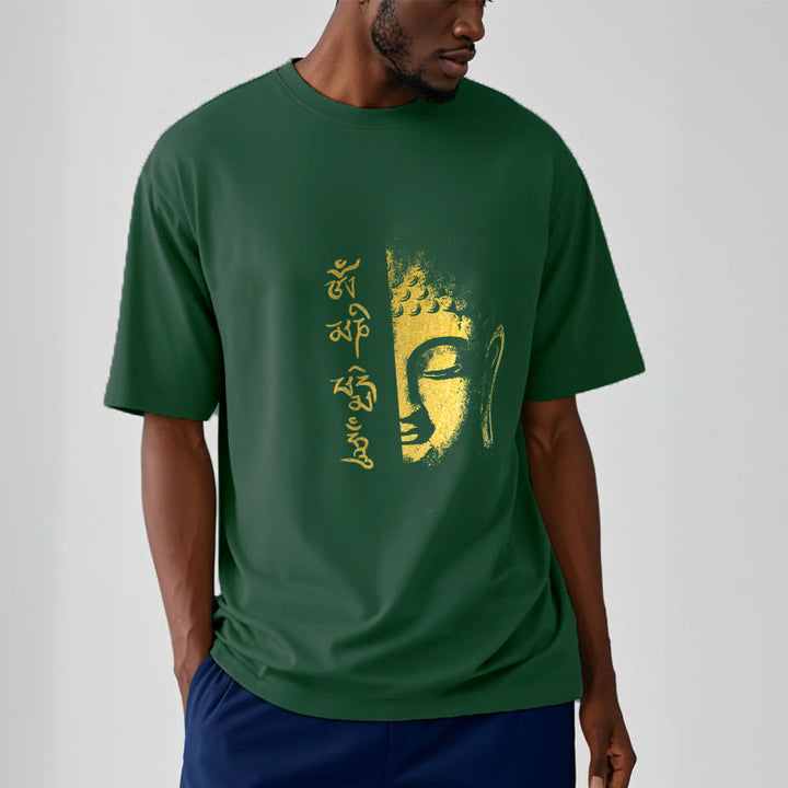 T-shirt en coton Buddha Stones Om Mani Padme Hum, bouddha doré - image 7