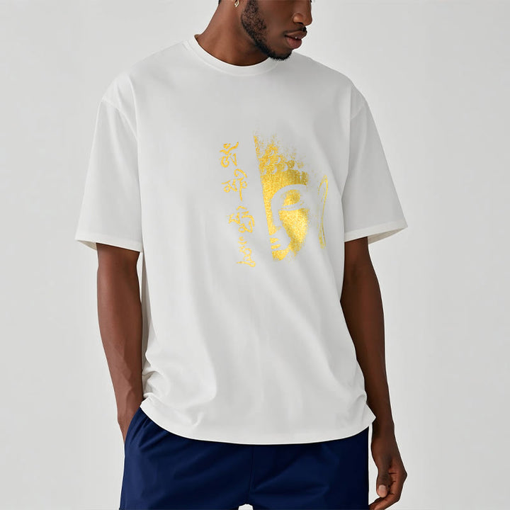 T-shirt en coton Buddha Stones Om Mani Padme Hum, bouddha doré - image 13
