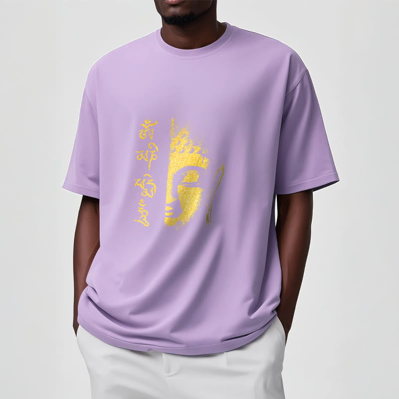 T-shirt en coton Buddha Stones Om Mani Padme Hum, bouddha doré - image 17