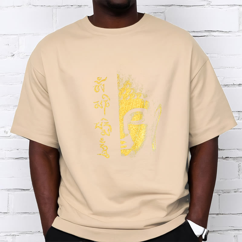 T-shirt en coton Buddha Stones Om Mani Padme Hum, bouddha doré - image 10