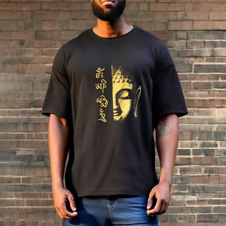 T-shirt en coton Buddha Stones Om Mani Padme Hum, bouddha doré - image 3