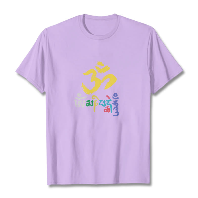 T-shirt en coton coloré avec Buddha Stones Om Mani Padme Hum - Prune - 2XL - image 16