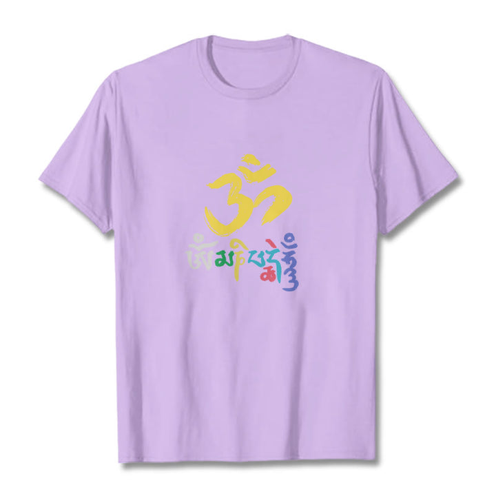 T-shirt en coton coloré avec Buddha Stones Om Mani Padme Hum - Prune - 2XL - image 16