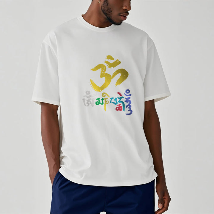 T-shirt en coton coloré avec Buddha Stones Om Mani Padme Hum - image 13