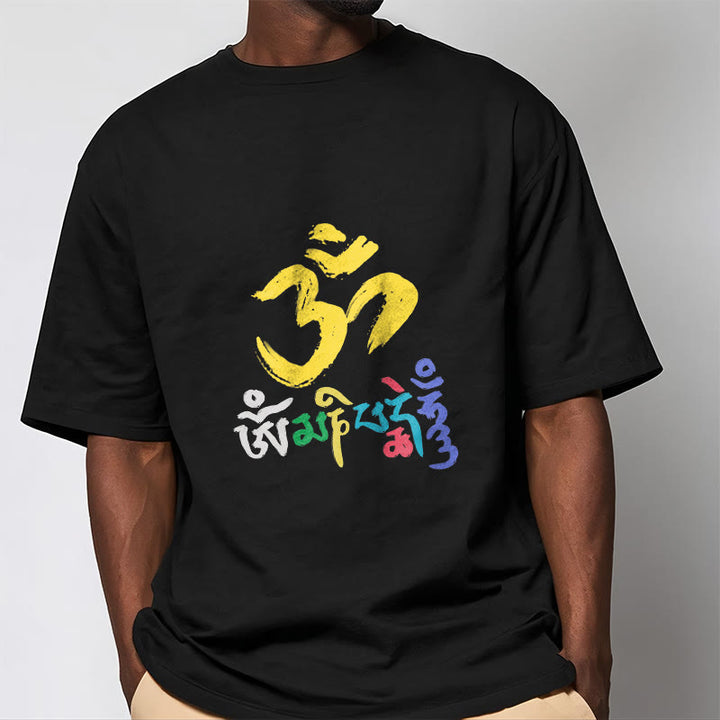 T-shirt en coton coloré avec Buddha Stones Om Mani Padme Hum - image 4