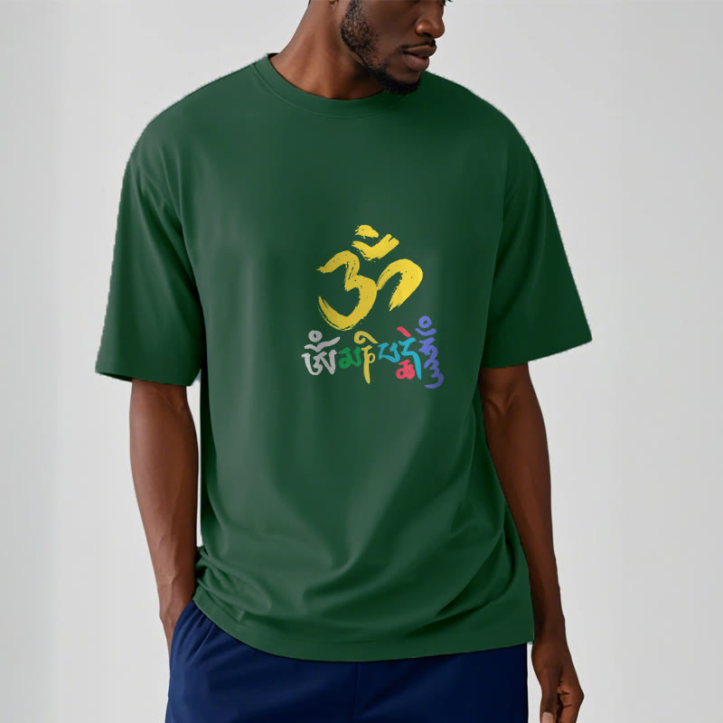 T-shirt en coton coloré avec Buddha Stones Om Mani Padme Hum - image 7