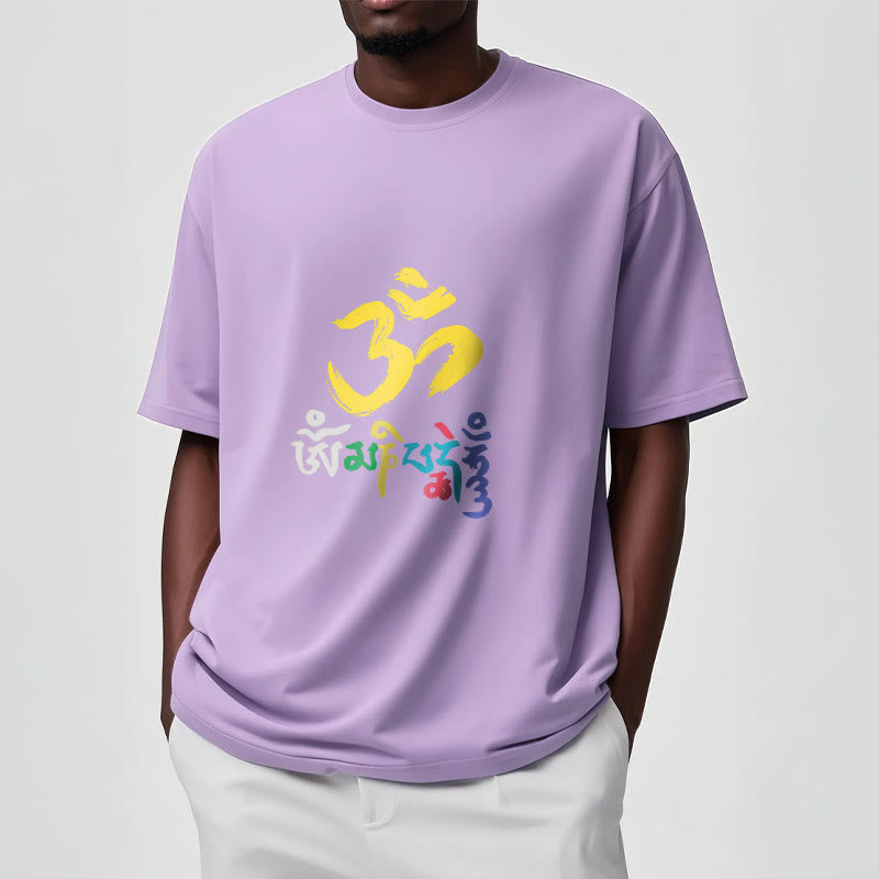 T-shirt en coton coloré avec Buddha Stones Om Mani Padme Hum - image 17