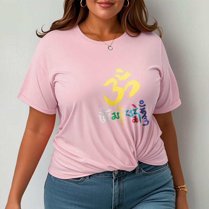 T-shirt en coton coloré avec Buddha Stones Om Mani Padme Hum - image 20