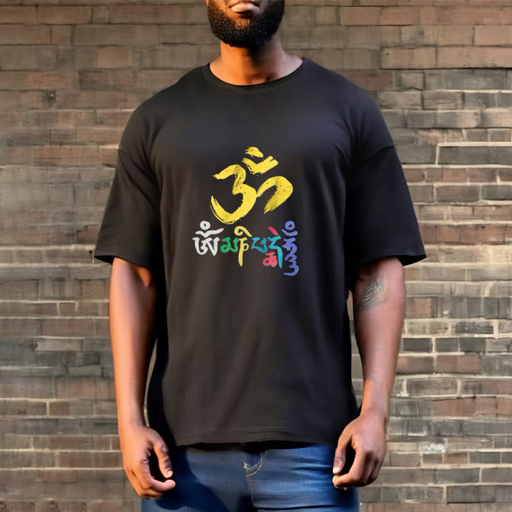 T-shirt en coton coloré avec Buddha Stones Om Mani Padme Hum - image 3