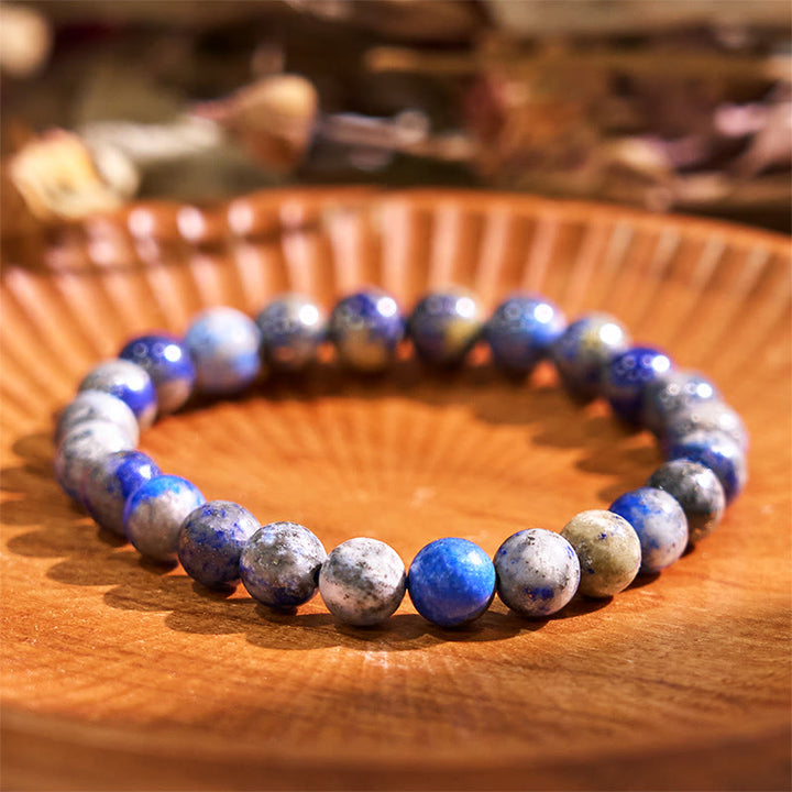Bracelet de sérénité en pierre de Bouddha, cristaux variés, malachite, lazurite, lapis-lazuli et hémimorphite - Lazurite (Tour de poignet : 14-16 cm) - image 6