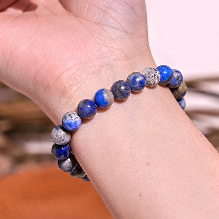 Bracelet de calme en pierre de Bouddha avec divers cristaux, malachite, lazurite et hémimorphite
