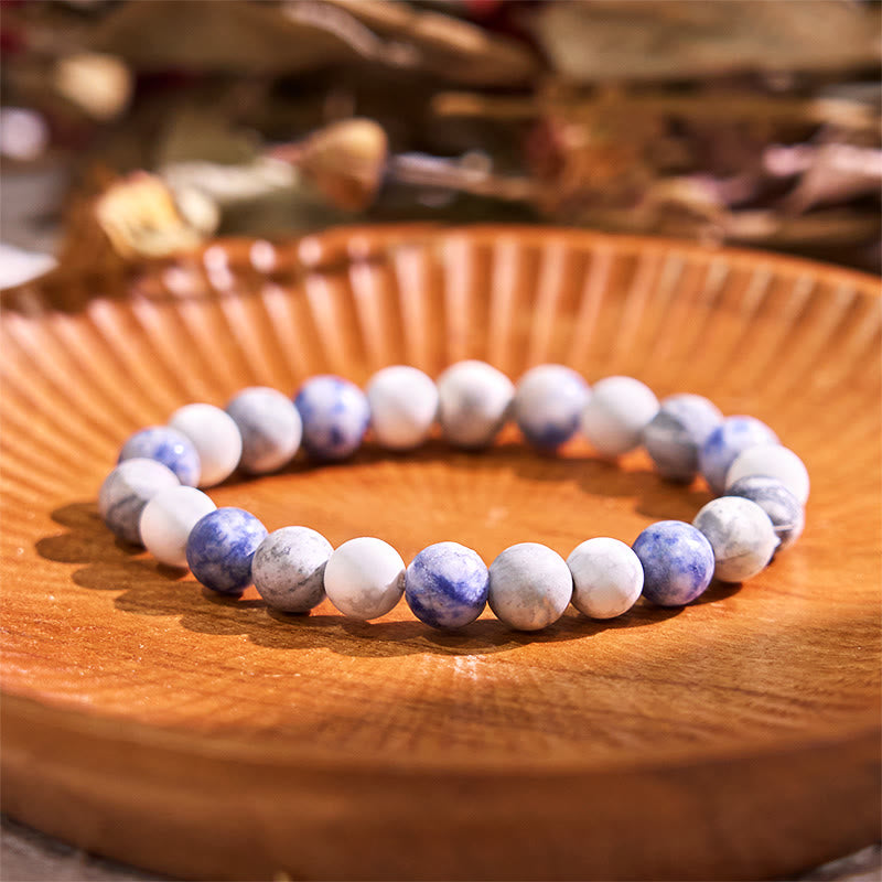 Bracelet de sérénité en pierre de Bouddha, cristaux variés, malachite, lazurite, lapis-lazuli et hémimorphite - Jaspe à taches bleues (Tour de poignet : 14-16 cm) - image 15