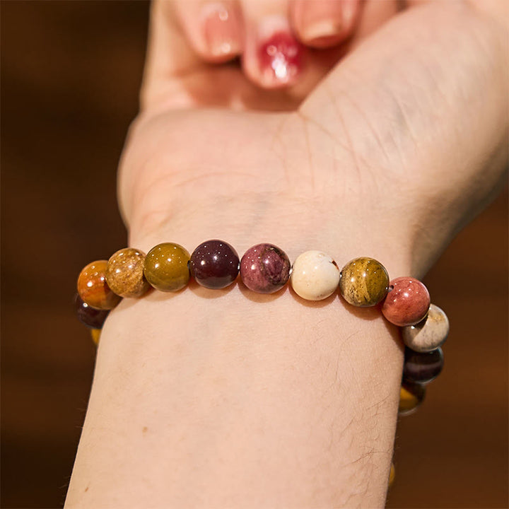 Bracelet de calme en pierre de Bouddha avec divers cristaux, malachite, lazurite et hémimorphite