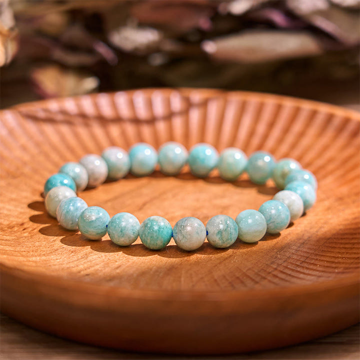 Bracelet de sérénité en pierre de Bouddha, cristaux variés, malachite, lazurite, lapis-lazuli et hémimorphite - Amazonite légère (Tour de poignet : 14-16 cm) - image 30
