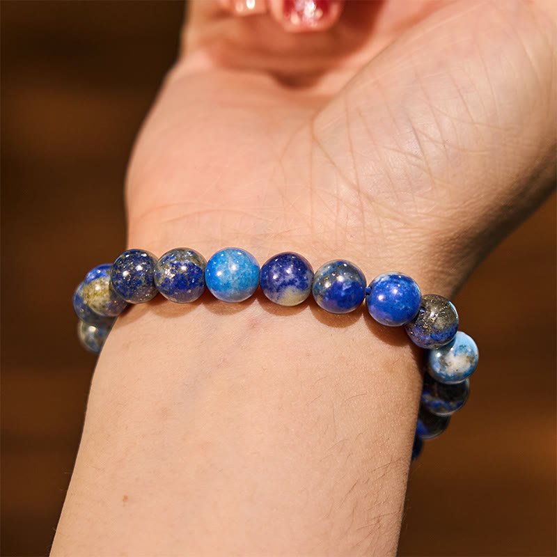 Bracelet de calme en pierre de Bouddha avec divers cristaux, malachite, lazurite et hémimorphite