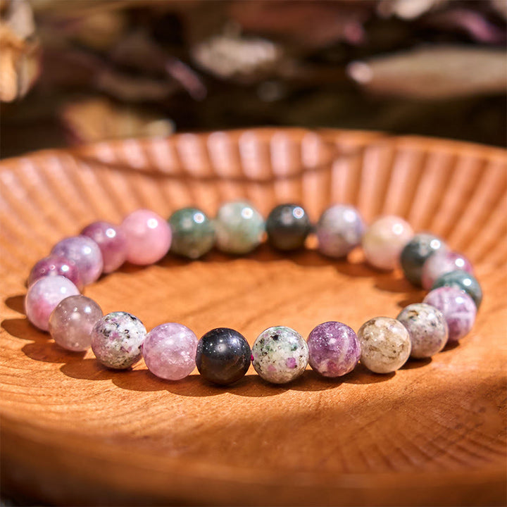 Bracelet de calme en pierre de Bouddha avec divers cristaux, malachite, lazurite et hémimorphite