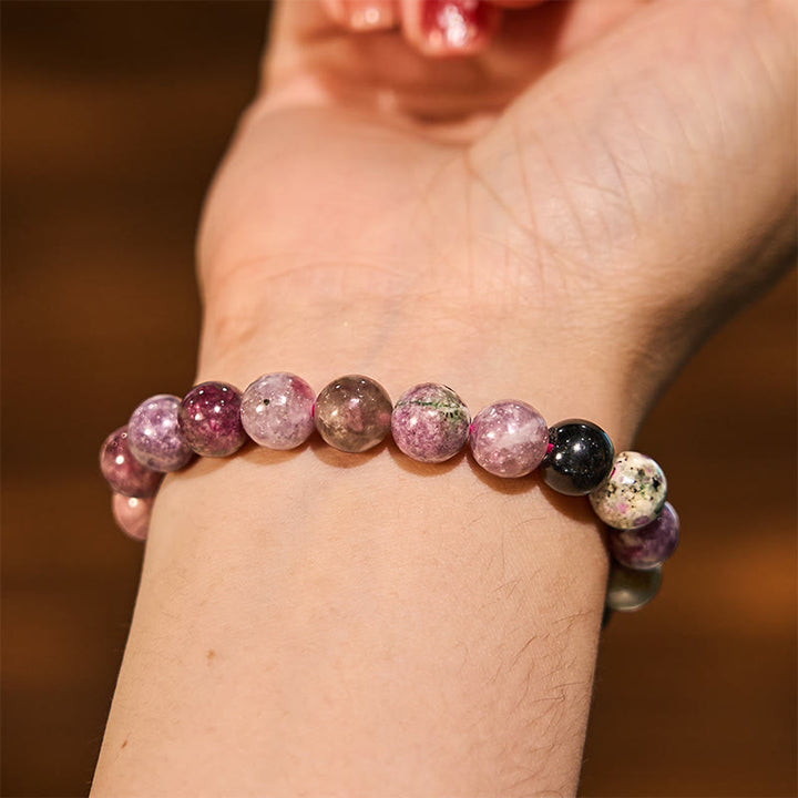 Bracelet de calme en pierre de Bouddha avec divers cristaux, malachite, lazurite et hémimorphite