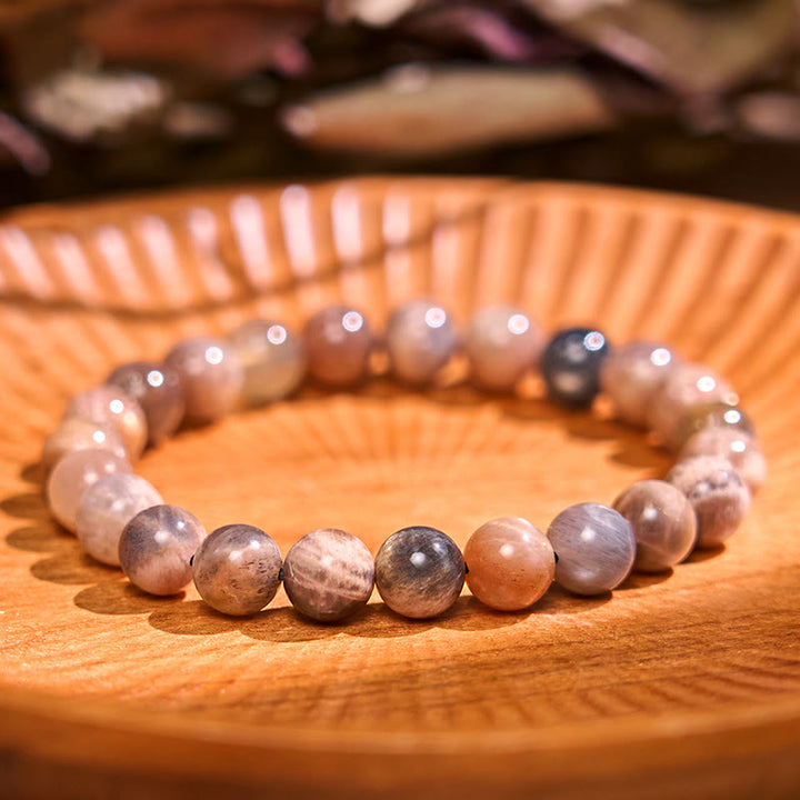 Bracelet de sérénité en pierre de Bouddha, cristaux variés, malachite, lazurite, lapis-lazuli et hémimorphite - Pierre de lune noire (Tour de poignet : 14-16 cm) - image 48