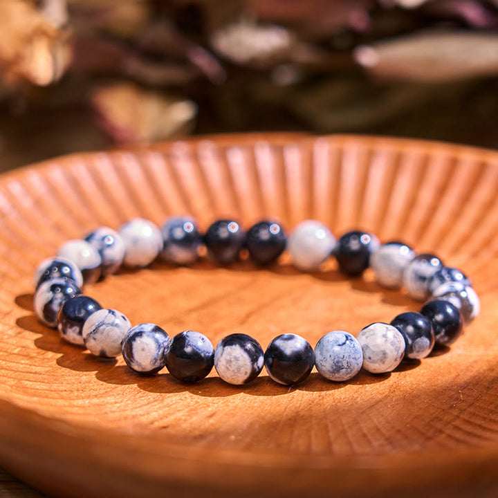 Bracelet de calme en pierre de Bouddha avec divers cristaux, malachite, lazurite et hémimorphite