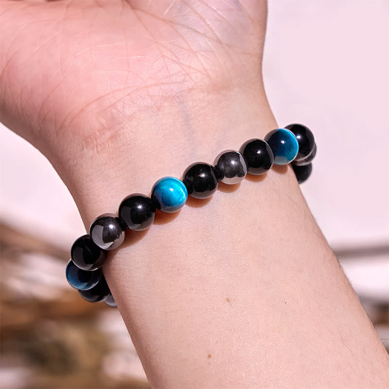 Bracelet de calme en pierre de Bouddha avec divers cristaux, malachite, lazurite et hémimorphite