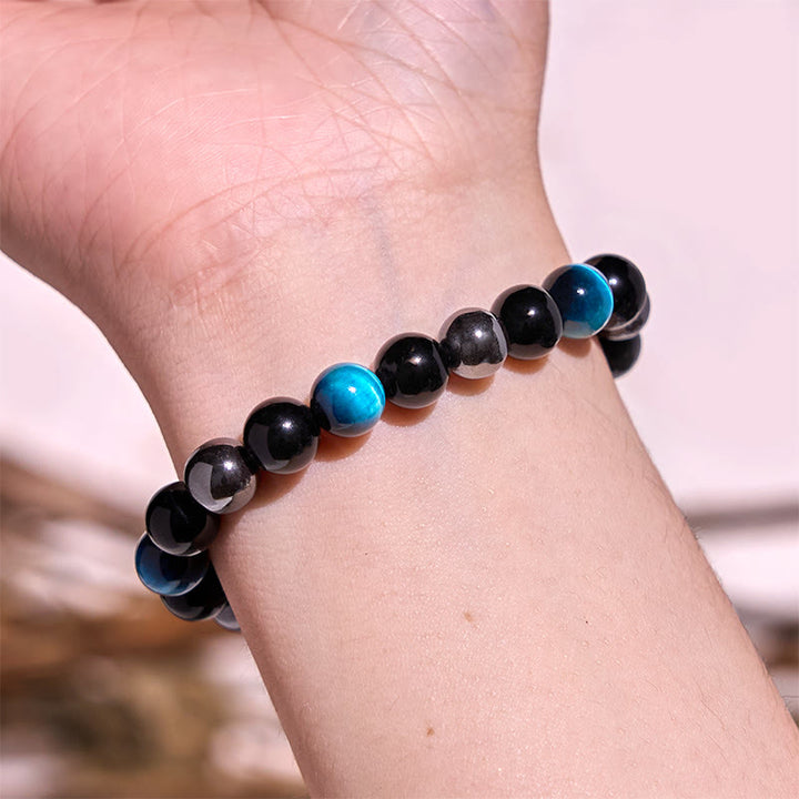 Bracelet de calme en pierre de Bouddha avec divers cristaux, malachite, lazurite et hémimorphite