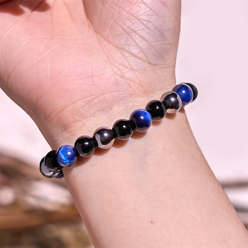 Bracelet de calme en pierre de Bouddha avec divers cristaux, malachite, lazurite et hémimorphite