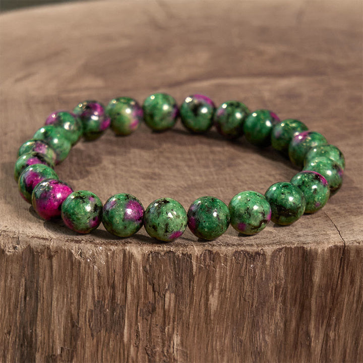 Bracelet de sérénité en pierre de Bouddha, cristaux variés, malachite, lazurite, lapis-lazuli et hémimorphite - Zoïsite rubis (Tour de poignet : 14-16 cm) - image 89