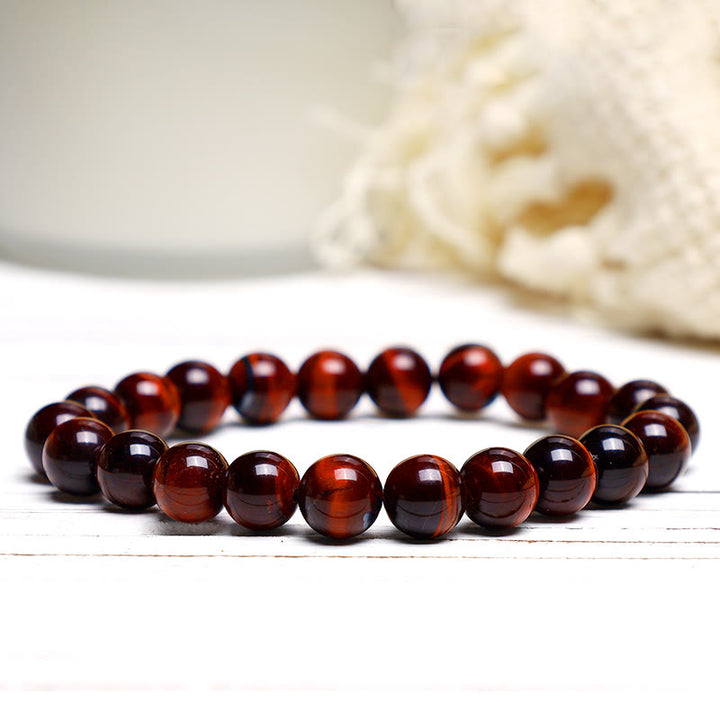 Bracelet de sérénité en pierre de Bouddha, cristaux variés, malachite, lazurite, lapis-lazuli et hémimorphite - Œil de tigre rouge (Tour de poignet : 14-16 cm) - image 122