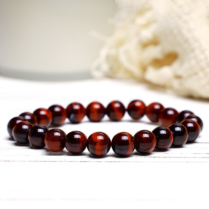 Bracelet de sérénité en pierre de Bouddha, cristaux variés, malachite, lazurite, lapis-lazuli et hémimorphite - Œil de tigre rouge (Tour de poignet : 14-16 cm) - image 122