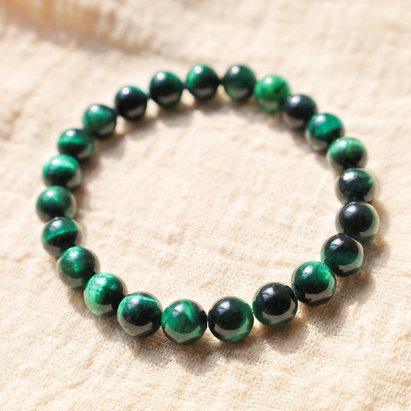 Bracelet de sérénité en pierre de Bouddha, cristaux variés, malachite, lazurite, lapis-lazuli et hémimorphite - Œil de tigre vert foncé (Tour de poignet : 14-16 cm) - image 125