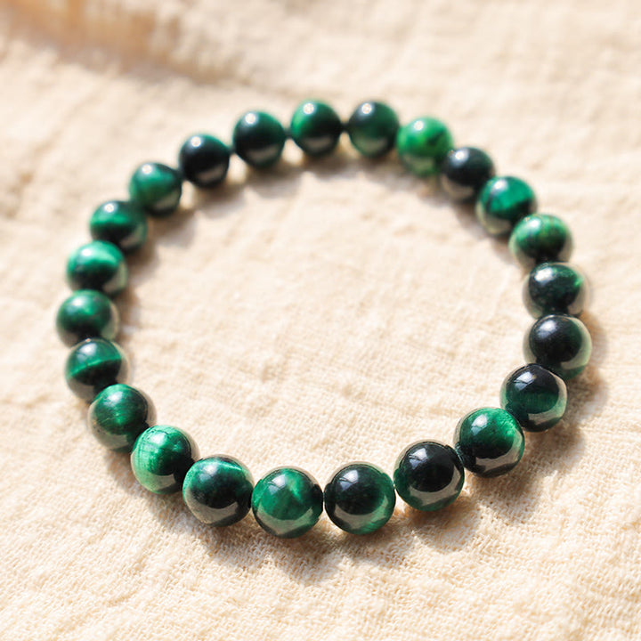 Bracelet de sérénité en pierre de Bouddha, cristaux variés, malachite, lazurite, lapis-lazuli et hémimorphite - Œil de tigre vert foncé (Tour de poignet : 14-16 cm) - image 125
