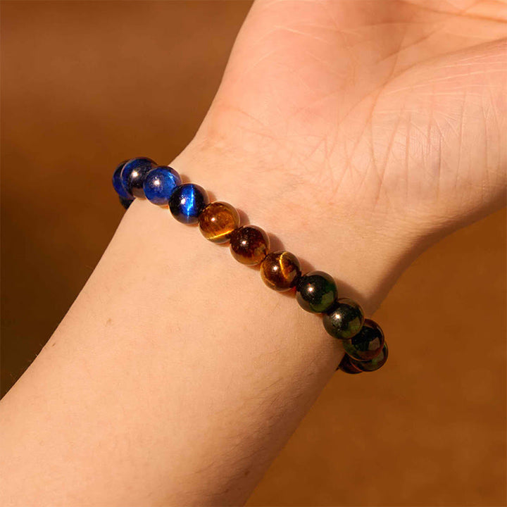 Bracelet de calme en pierre de Bouddha avec divers cristaux, malachite, lazurite et hémimorphite