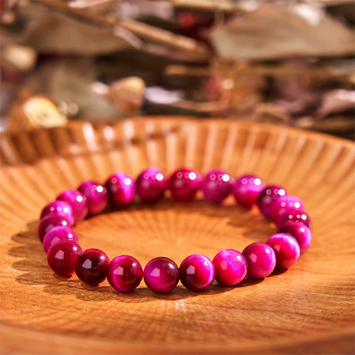 Bracelet de sérénité en pierre de Bouddha, cristaux variés, malachite, lazurite, lapis-lazuli et hémimorphite - Œil de tigre rose (Tour de poignet : 14-16 cm) - image 141