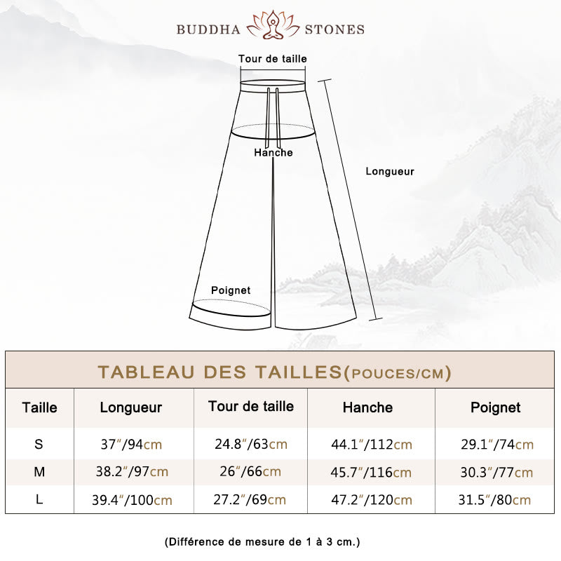 Pantalon ample en coton et lin avec cordon de serrage et poches Buddha Stones