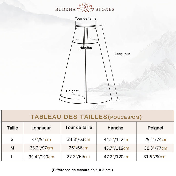 Pantalon ample en coton et lin avec cordon de serrage et poches Buddha Stones