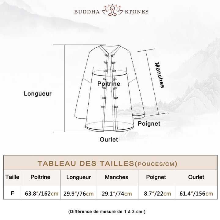 Veste ouverte à manches longues et boutons grenouille avec Buddha Stones et teinture par nouage pour méditation zen - image 5