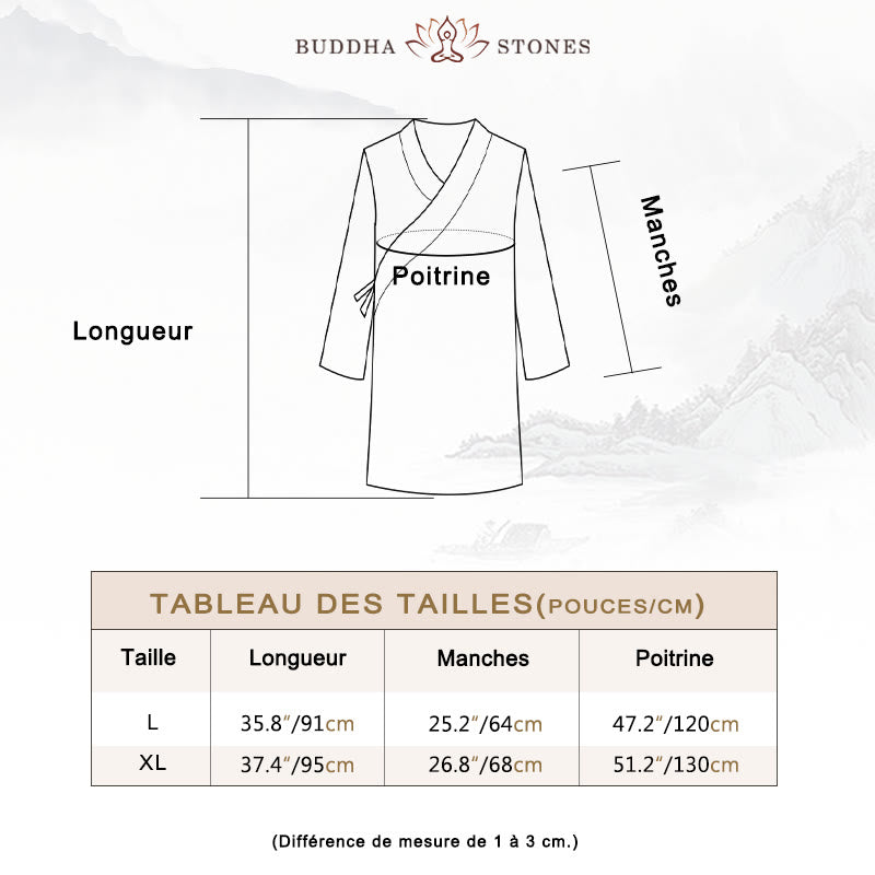 Ensemble de vêtements en coton et lin pour homme, 2 pièces, Buddha Stones en V, manches longues, haut et pantalon, méditation, zen, Tai Chi - image 6