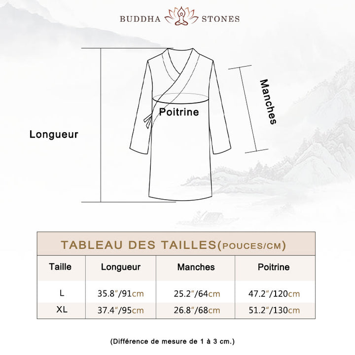 Ensemble de vêtements en coton et lin pour homme, 2 pièces, Buddha Stones en V, manches longues, haut et pantalon, méditation, zen, Tai Chi - image 6