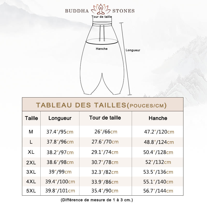 Pantalon décontracté en coton uni avec poches pour homme, motif dragon et Buddha Stones - image 5