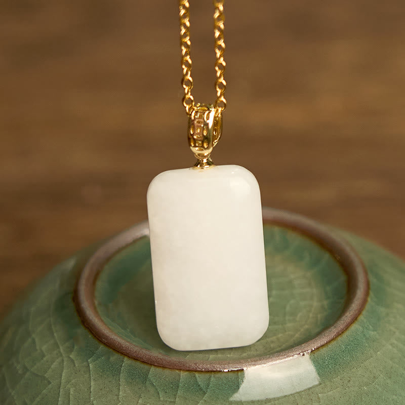 Collier pendentif de prospérité en argent et jade Hetian Buddha Stones