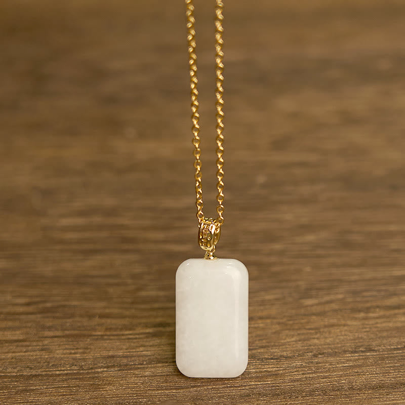 Collier pendentif de prospérité en argent et jade Hetian Buddha Stones