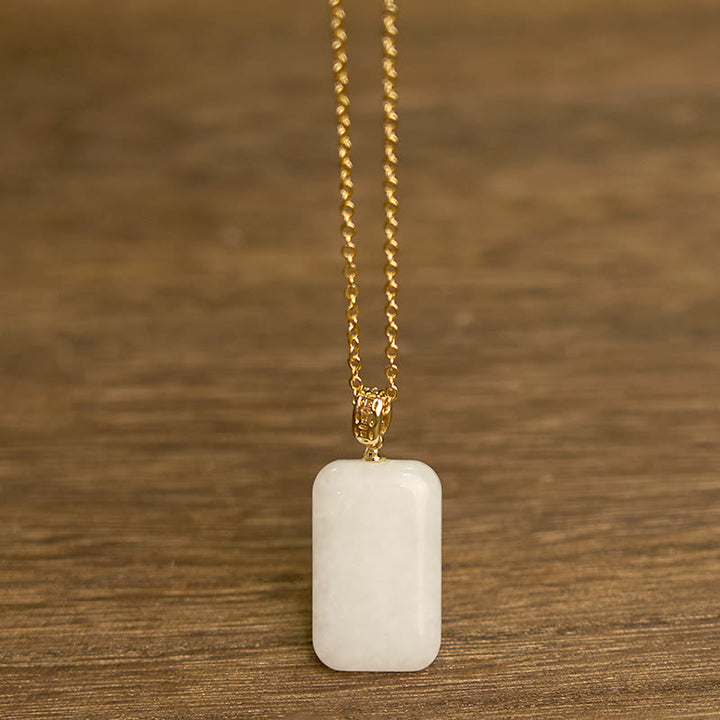 Collier pendentif de prospérité en argent et jade Hetian Buddha Stones