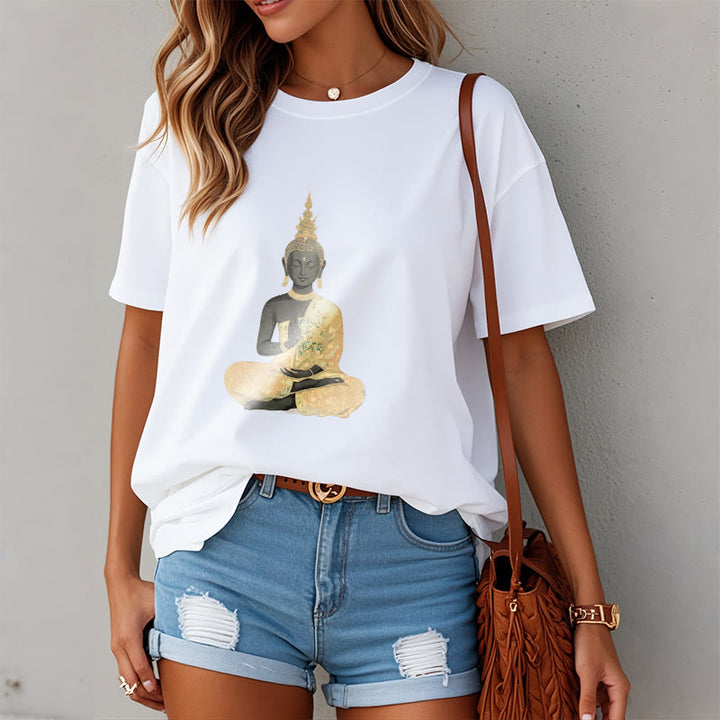 T-shirt en coton à motif Buddha Stones de Bouddha
