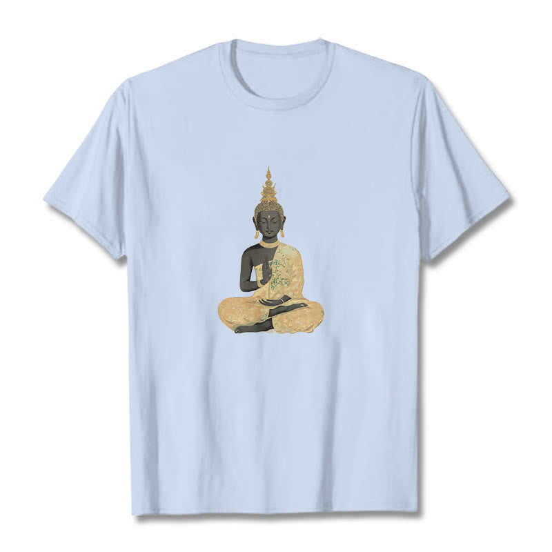 T-shirt en coton à motif Buddha Stones de Bouddha - Cyan clair - 2XL - image 15
