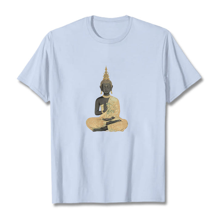 T-shirt en coton à motif Buddha Stones de Bouddha - Cyan clair - 2XL - image 15