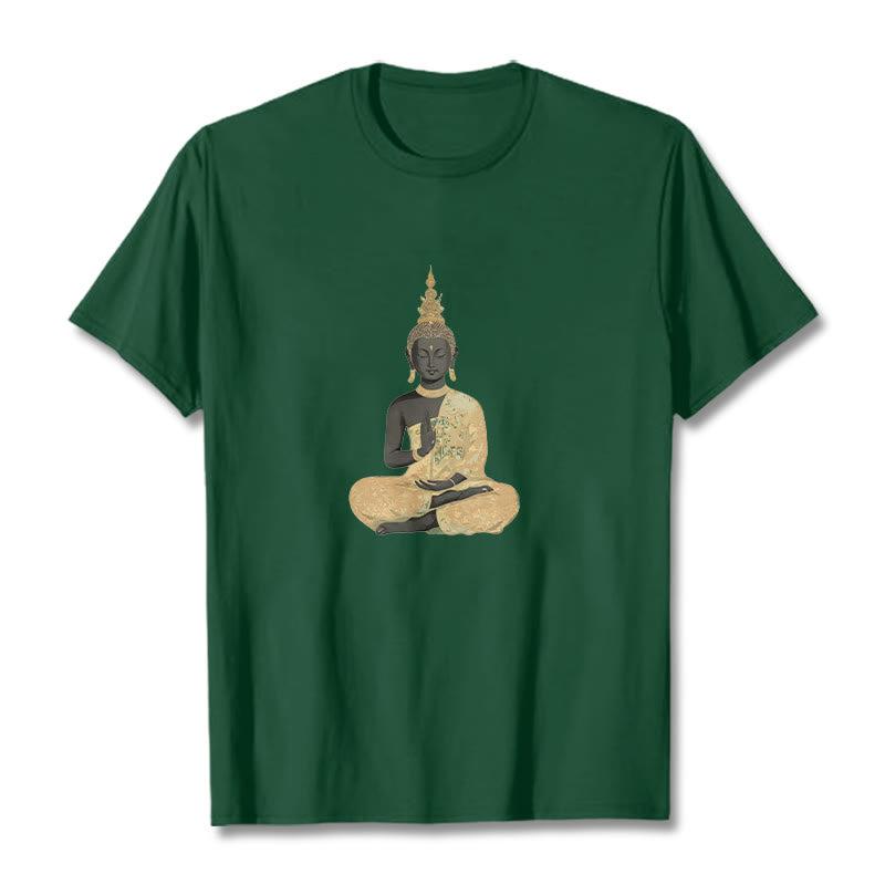 T-shirt en coton à motif Buddha Stones de Bouddha - Forêt Verte - 2XL - image 4