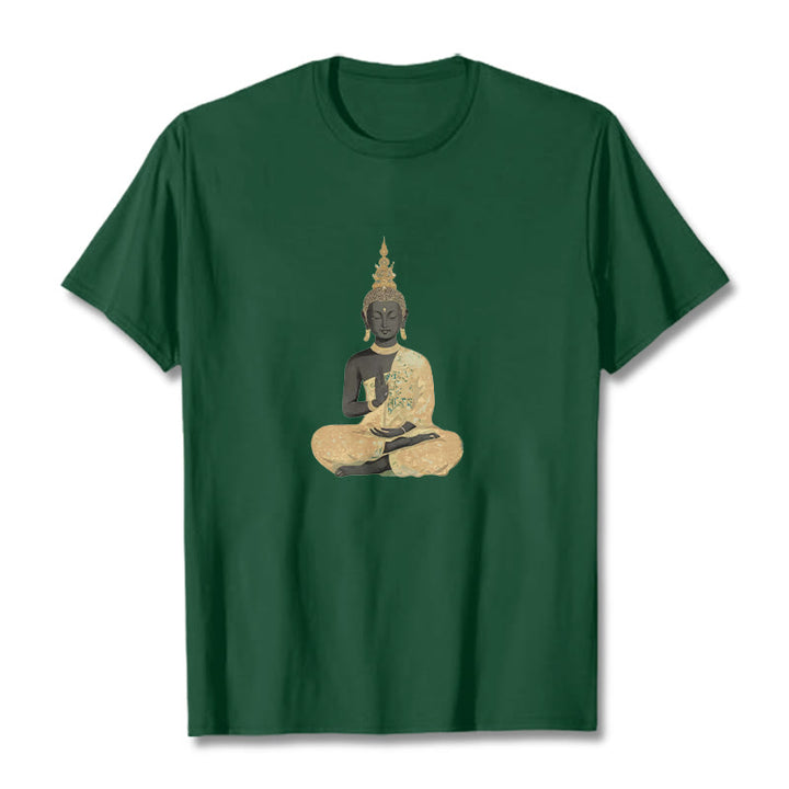T-shirt en coton à motif Buddha Stones de Bouddha - Vert forêt - 2XL - image 3