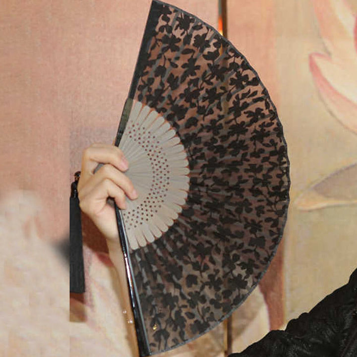 Éventail pliable à main en bambou Buddha Stones rétro